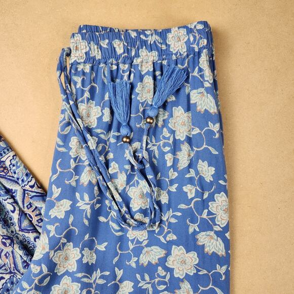 Angie Boho Flare Pants Size Medium Blue - Picture 3 of 8